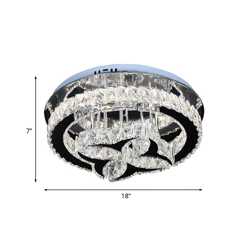 Flower and Hoop LED Semi Flush Modernist Stainless Steel Cut Crystal Flush-Mount Ceiling Light Fixture