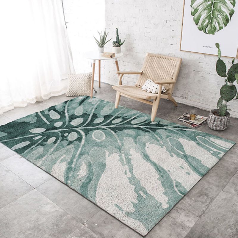 Simplicity Fresh Rectangle Rug Modern Plants Pattern Indoor Rug Easy Care Non-Slip Backing Carpet for Living Room