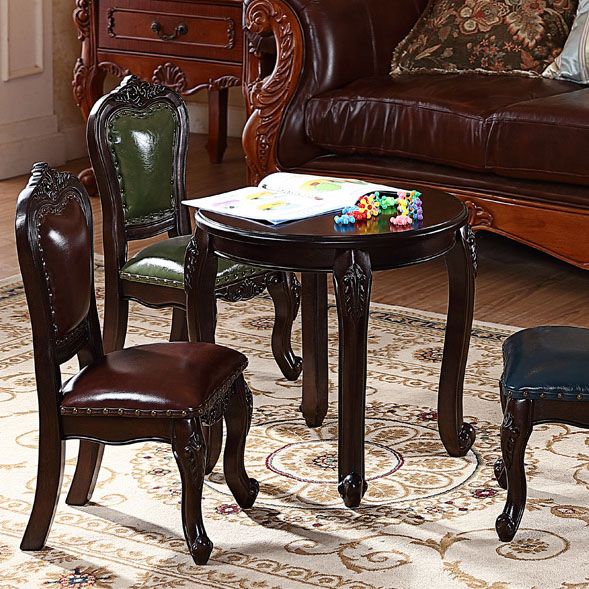 Victoria Style Rubberwood Chairs Open Back Side Kitchen Chairs Set