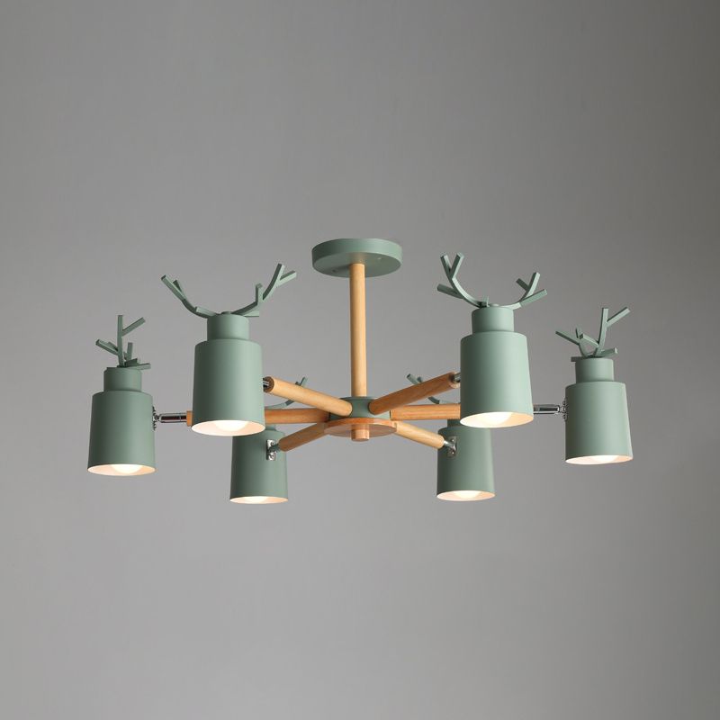 Fissature di illuminazione a sospensione in metallo Nordic Macron Antler Metal With Wood Room