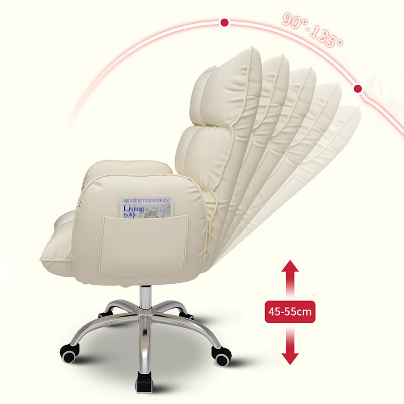 Contemporary Upholstered Office Chair with Padded Arms Leather Parsons Chair with Wheels