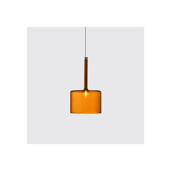 Nickle Zylindrisch/Trommel/lange Säule Suspension Anhänger Modernist 1 hellgrau/rot/orange Glas LED Hängende Leuchte