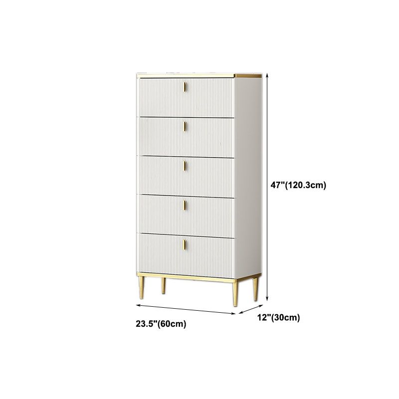 Bedroom Glam Storage Chest Stone Chest in White with Drawers