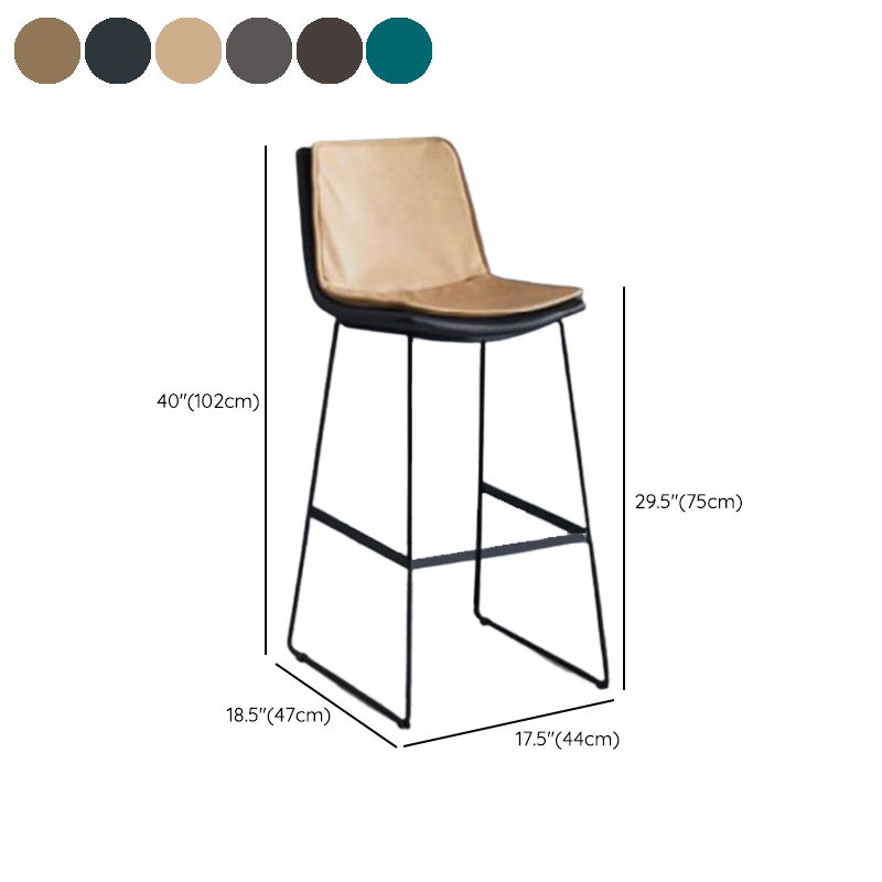Modern Upholstered Low Back Armless Bar Stools with Metal Base