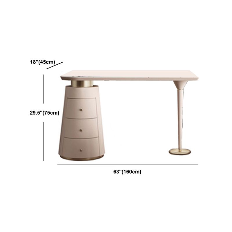 3 Drawers White Makeup Vanity Dressing Table Stool Set, 17.71" W x 29.52" H