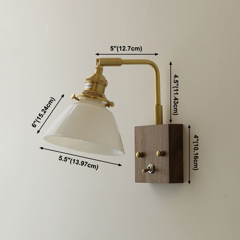 Wood Flared Wall Lighting Contemporary Style 1 Light Wall Light Fixture