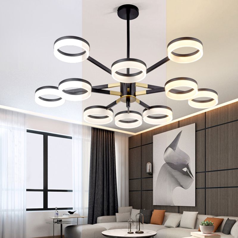 Modern Chandelier Lights Multiple Rings Pendant Lighting Fixtures Metal Chandelier