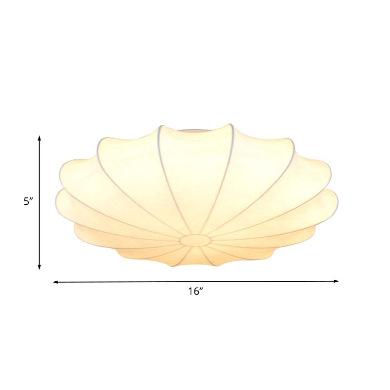 White Flower Flush Ceiling Light Contemporary 1 Light Fabric Flush Mount Lamp for Hallway