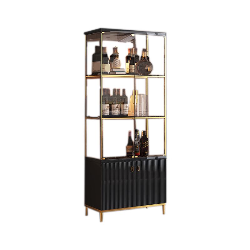 Luxury Stainless Steel Curio Cabinet Black/ White Display Stand with Glass Doors