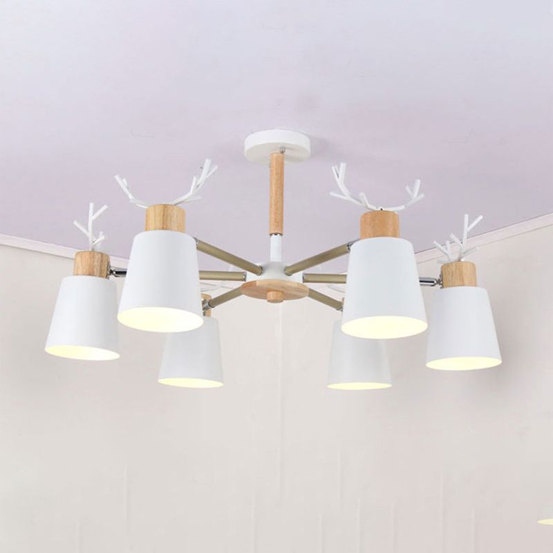 Moderne kreative makkaron Anhänger helle hölzerne geometrische Hanglampe mit Schmiedeeisenschatten