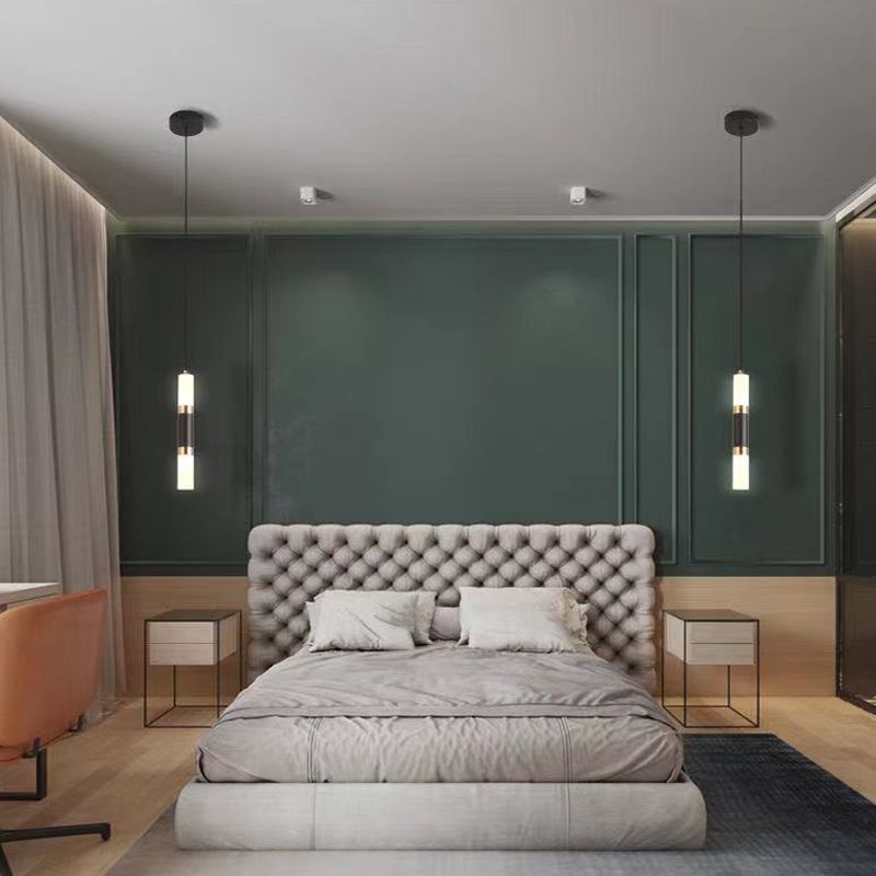 1-Light Line Hanging Pendant Modern Style Metal Hanging Lighting for Living Room