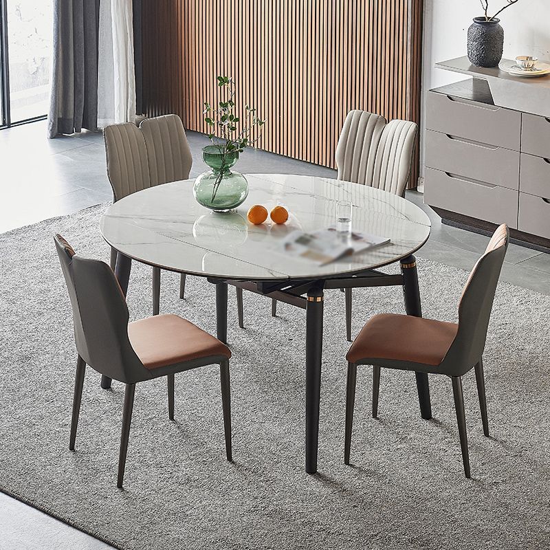 Modern 1/4/5 Pieces Dining Sintered Stone Dining Table Set with Metal Legs for Home