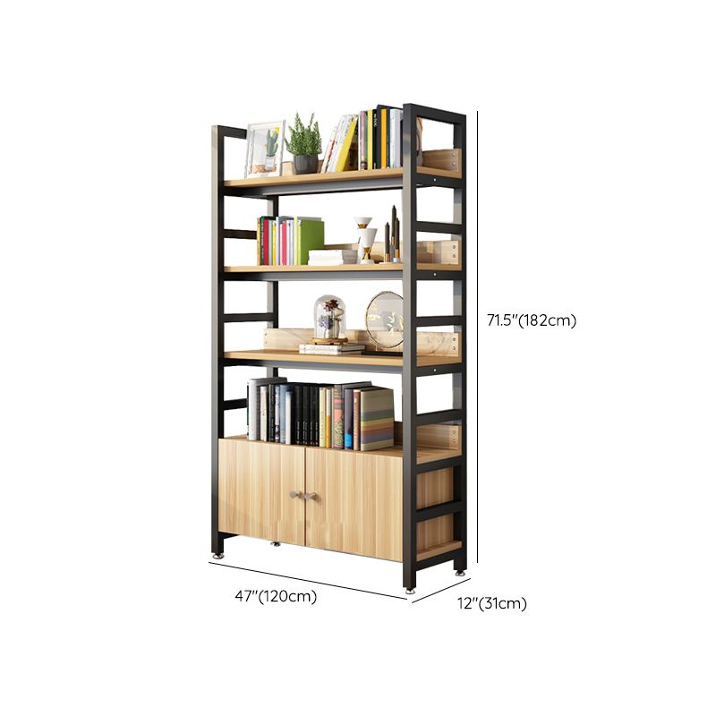Modern Open Storage Shelf Bookcase with Cabinets for Home Office