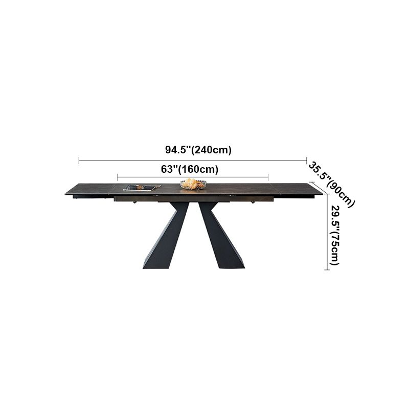 Mesa de comedor gris de estilo moderno Mesa de comedor de piedra sinterizada con marco negro