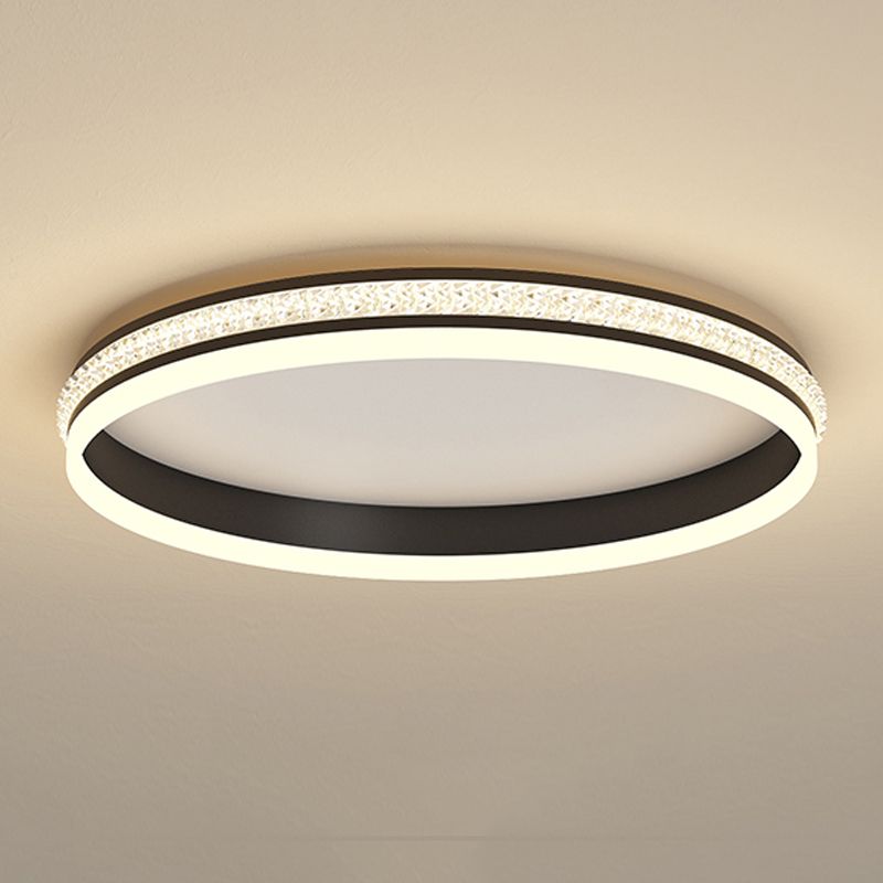 Metal Geometric Flush Ceiling Light Modern 1-Light Flush Mount Lighting in Black