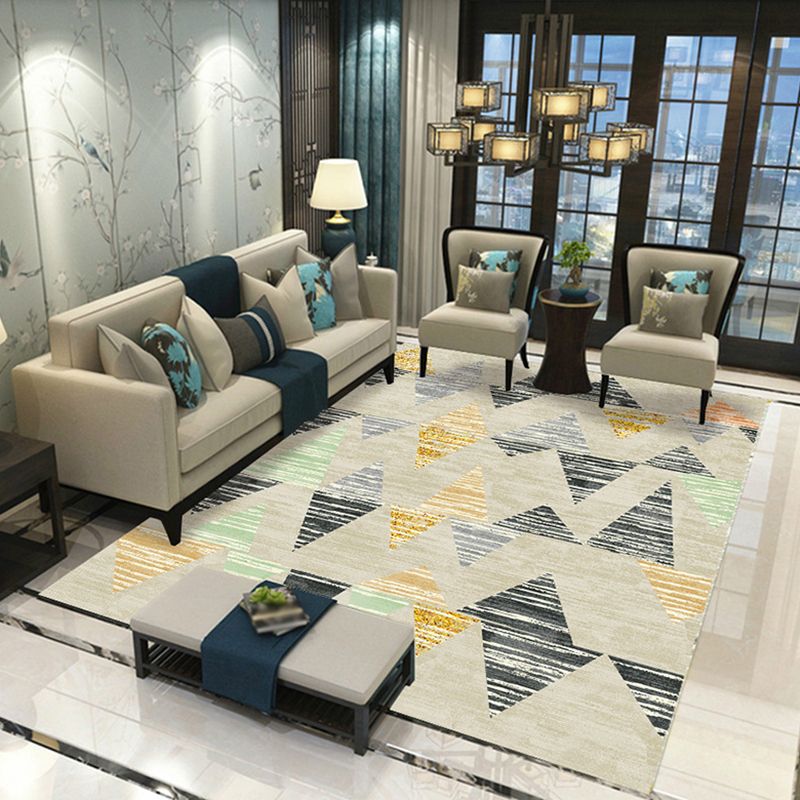 Light Brown Irregular Geometry Rug Polyester Simple Rug Washable Rug for Home Decor