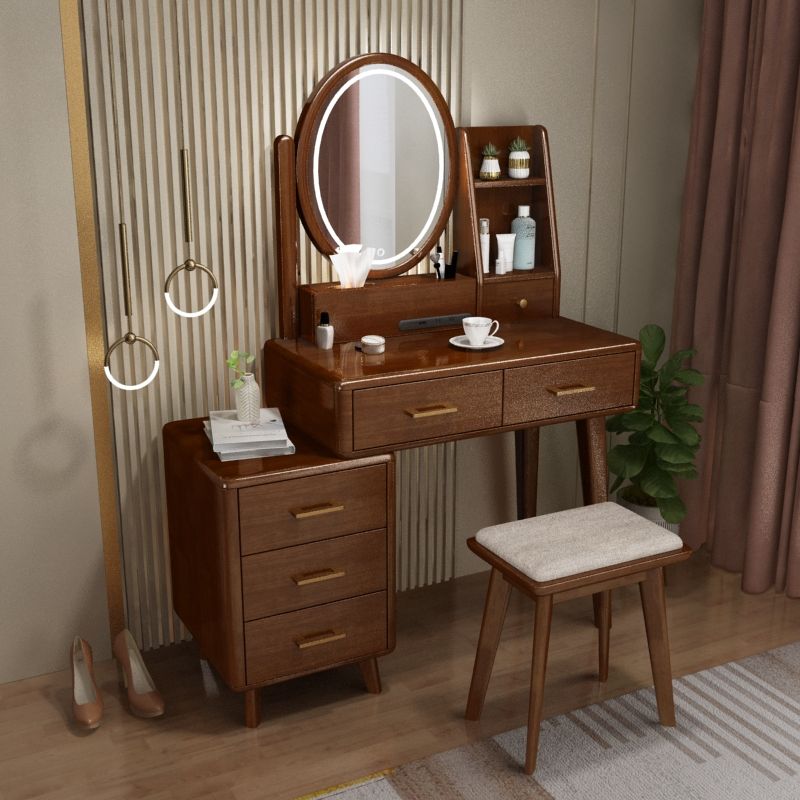 Traditions Dressing Table Cherry Bedroom Lighted Mirror Standing Make-up Vanity