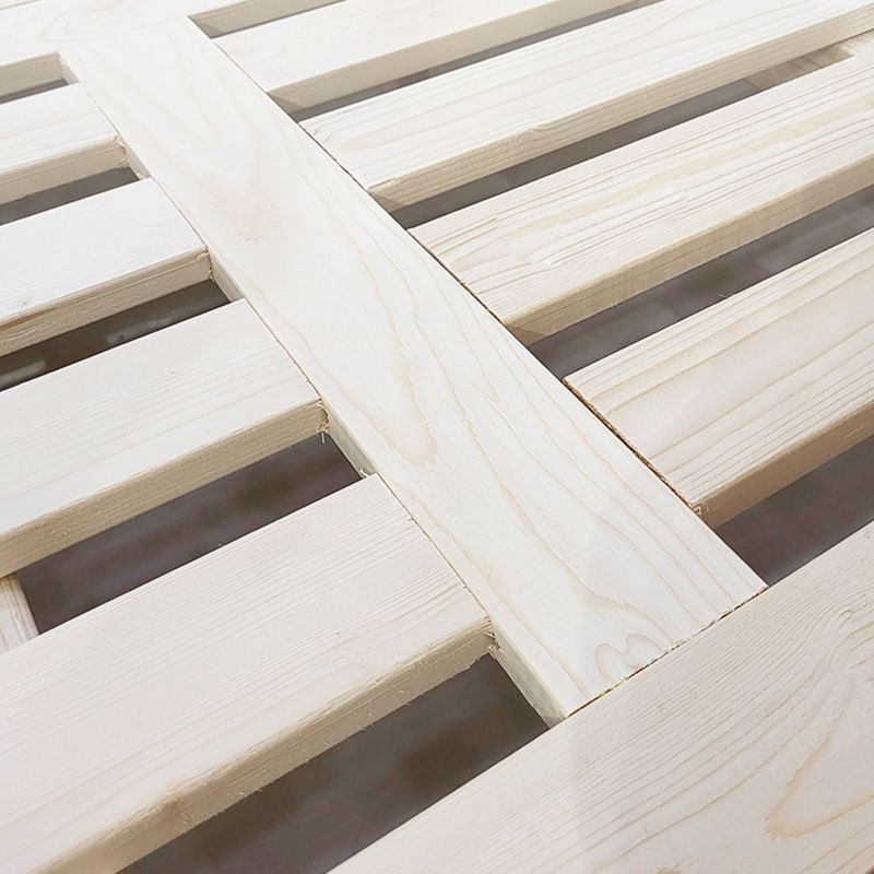 Mid-Century Modern Standard Bed Solid Wood Panel Bed with Upholstered Headboard