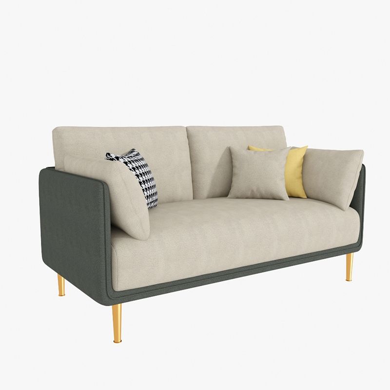 Glam Cushions Pillow Top Arm Faux Leather Stationary Sofa for Living Room