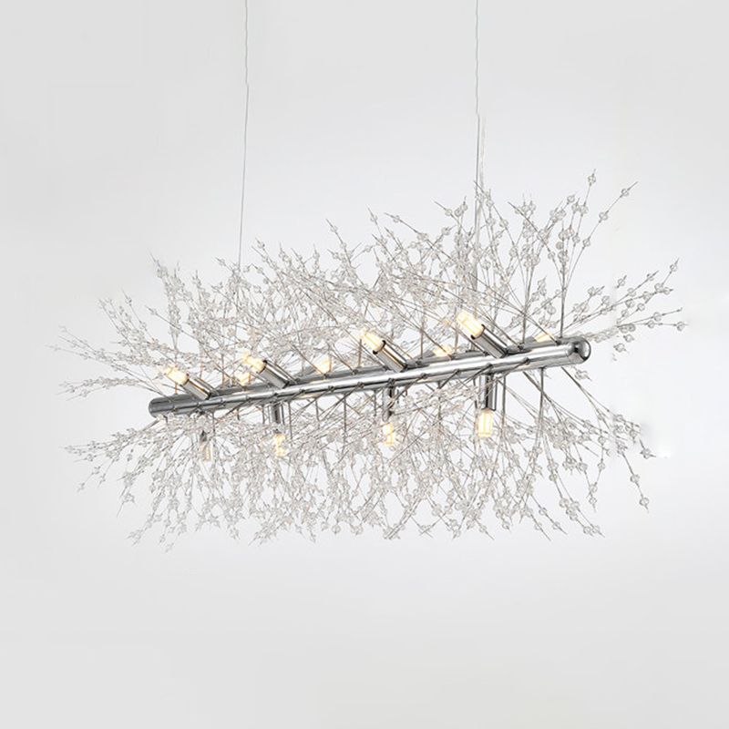 Sputnik Island Lamp Contemporary Hanging Light with Crystal for Dining Room