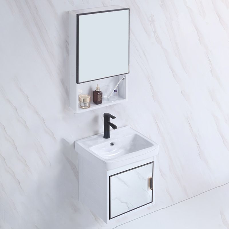 Rectangle Bathroom Vanity Glam Wall Mount Single Sink Mirror Bathroom Vanity Set