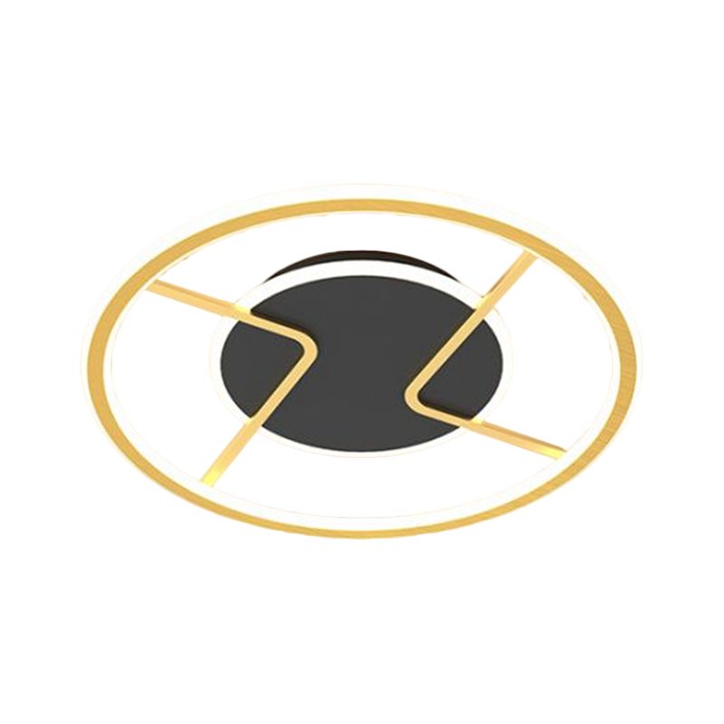 Circular Ceiling Light Fixture Minimalism Acrylic LED Black Flush Mounted Lighting, 16"/19.5" Width