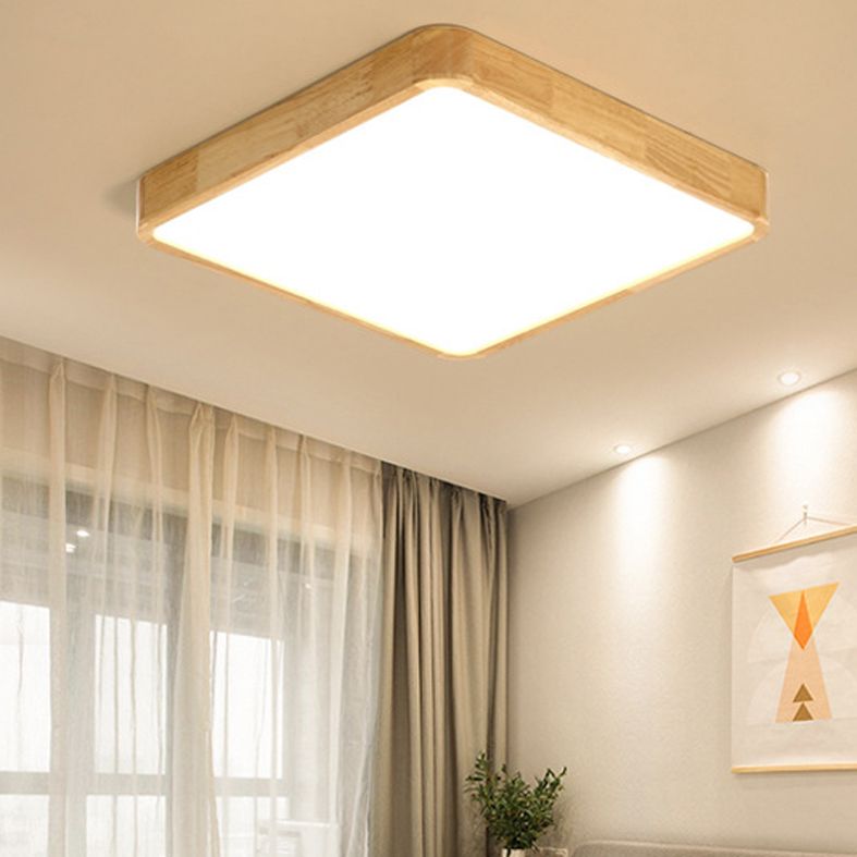 1 Light Wood Flush Mount Ceiling Light Fixtures Minimalist Bedroom Flush Mount Fixture