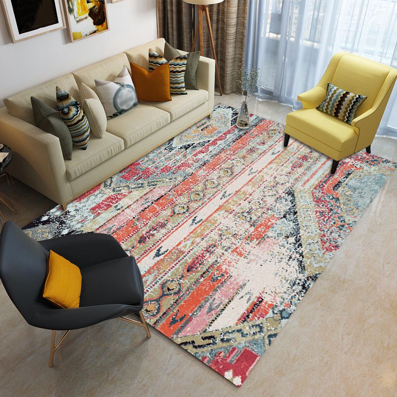 Blue Modern Rug Polyester Check Area Rug Washable Rug for Living Room