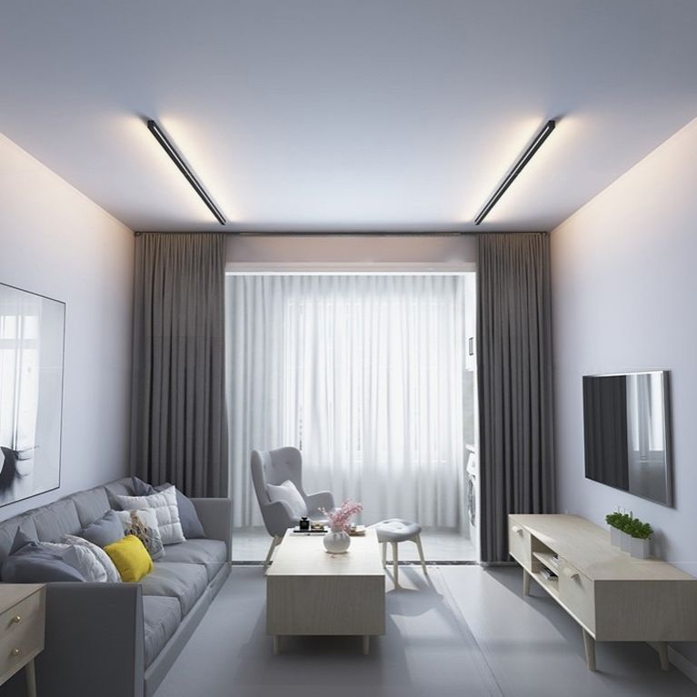 Metal Linear Shape Wall Light Modern 1 Light Wall Mount Fixtures in Black