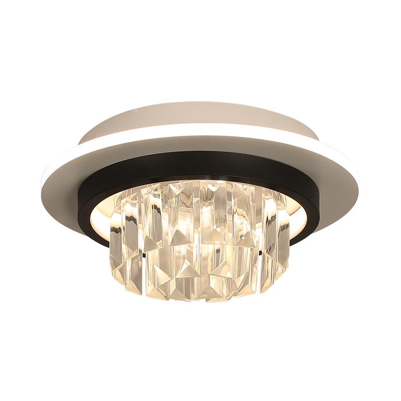Modern Round/Square Ceiling Light Crystal Rectangle LED Corridor Flush Mount Lamp Fixture in Black