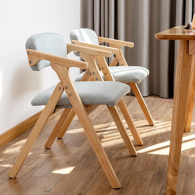 Modern Rubberwood Chairs Set Open Back Folding Side Kitchen Dining Chair