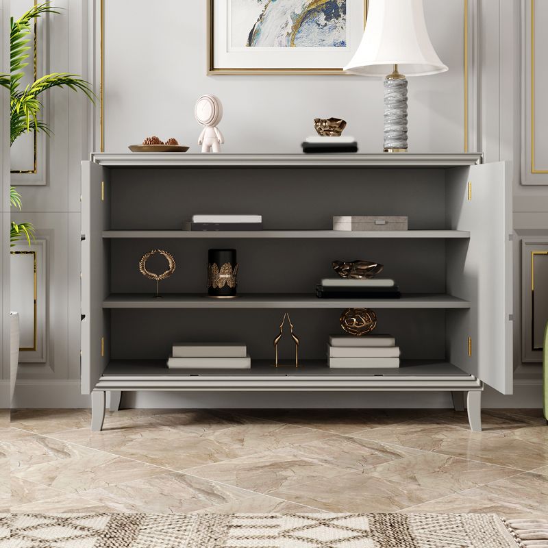 Glam Oak Dining Buffet Green Buffet Table with Doors for Dining Room