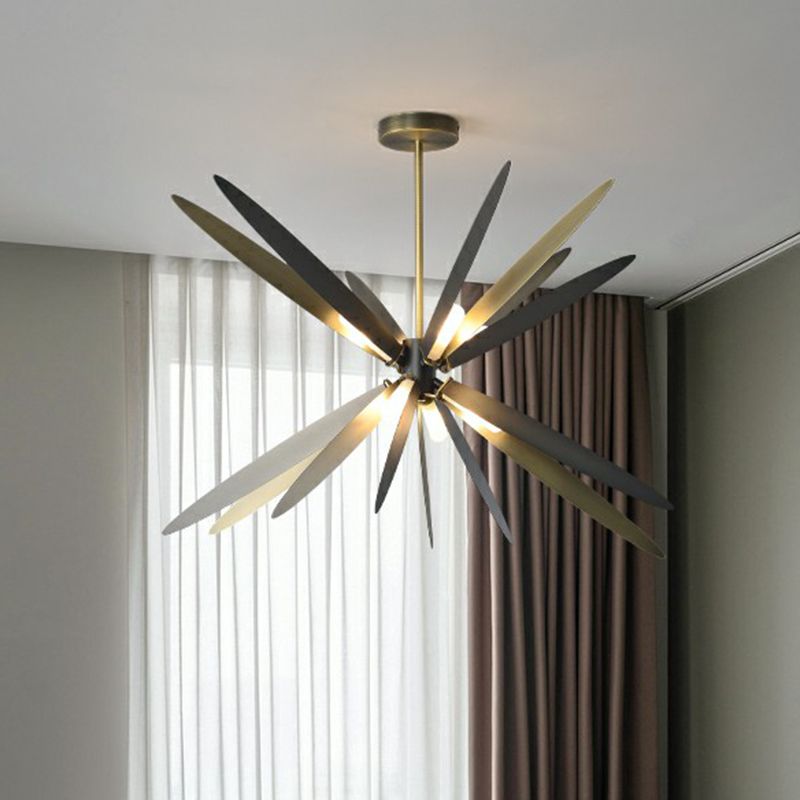 Metal Dragonfly Suspension Lamp Decorative 8 Bulbs Bronze Finish Chandelier for Dining Room