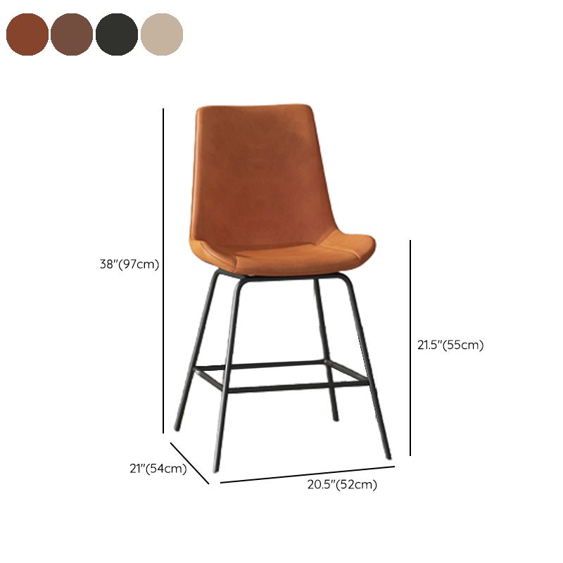 Leather Contemporary Counter & Bar Stools Matte Finish Indoor Stools with Metal Frame