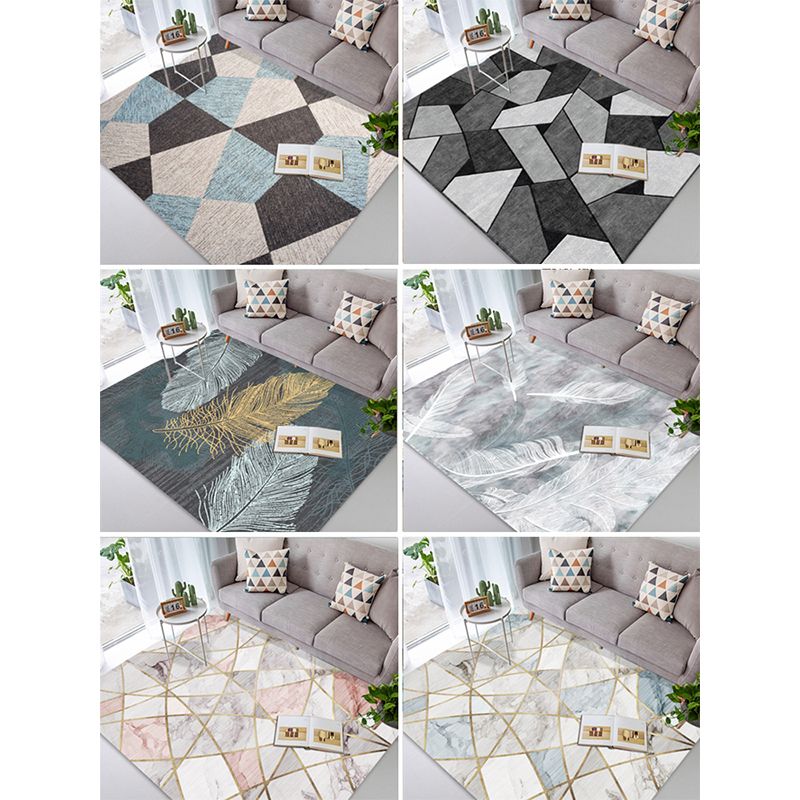 Pretty Nordic Style Rug Multicolor Geometric Color Block Rug Machine Washable Stain Resistant Anti-Slip Rug for Great Room