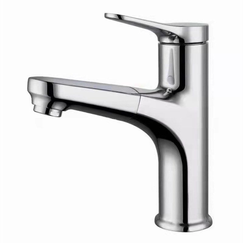 Modern Style Vessel Sink Faucet Lever Handle Copper Retractable Low Arc Vessel Faucet
