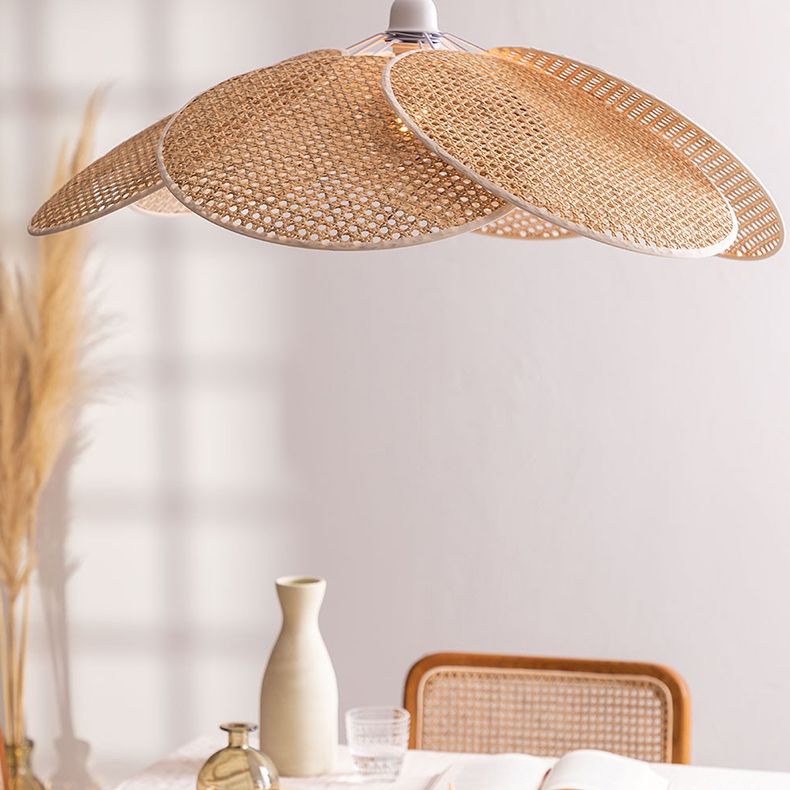Modern Minimalist Style Symmetrical Pendant Lighting Fixtures Rattan 1 Light Pendant Light Kit for Living Room