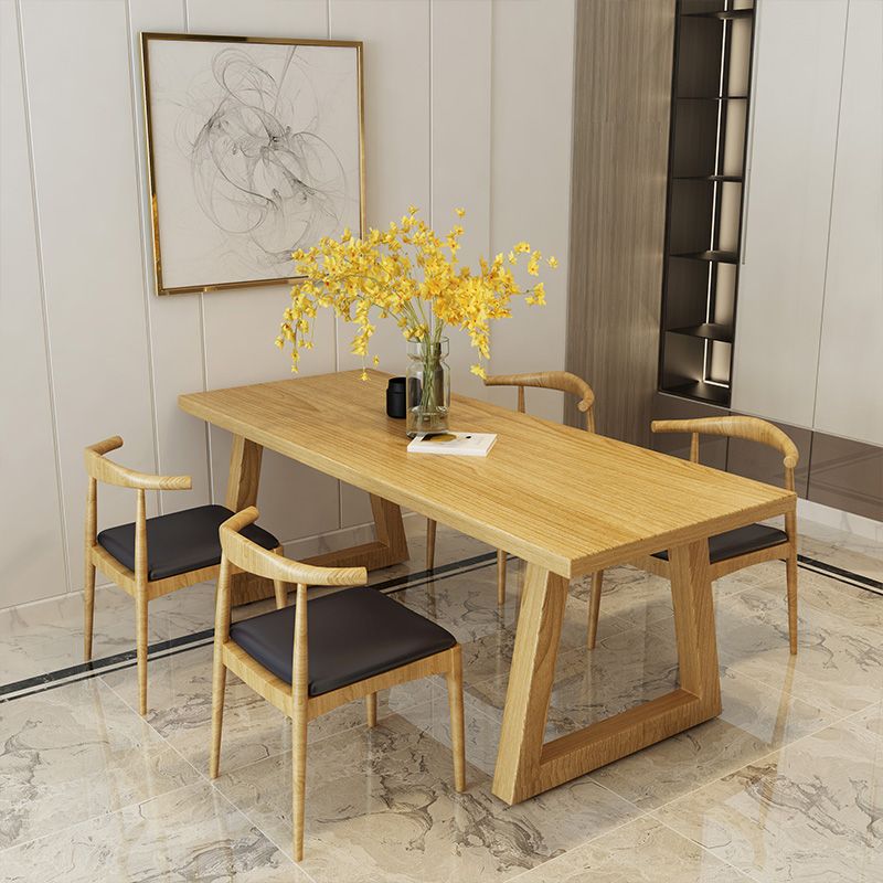 Modern Style Dining Table Rectangle Solid Wood Dining Table with Sled Base
