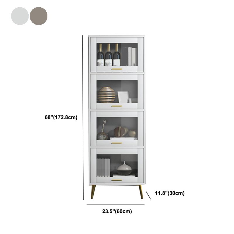 Glam Champagne/White Closed Back Standard Wood Shelf Bookcase for Living Room