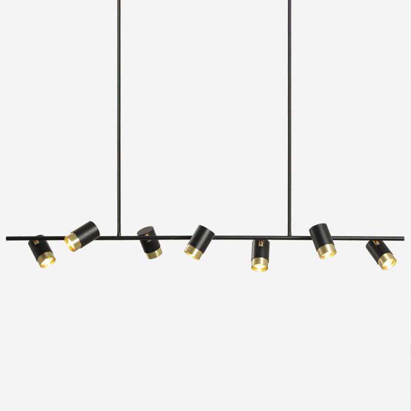 Contemporary Style Cylinder Island Lighting Ideas Metal Island Light Fixtures in Black