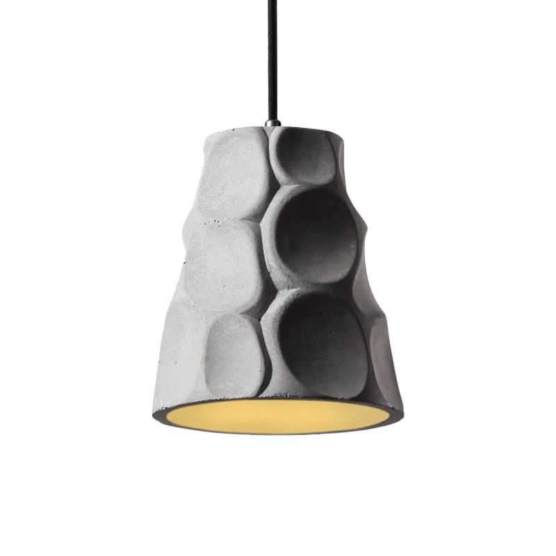 1 iluminación colgante de luz con tono de concreto de cono en estilo nórdico de techo colgante gris