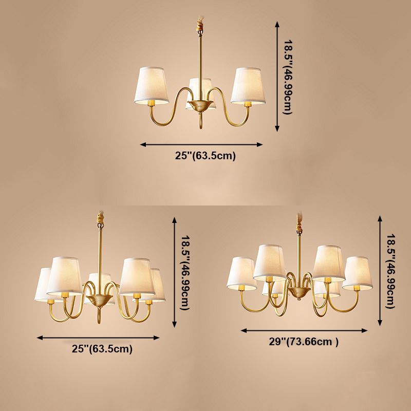 Multi-Head Chandelier Lighting Fixtures American Style Chandelier Pendant Light with Fabric Shade