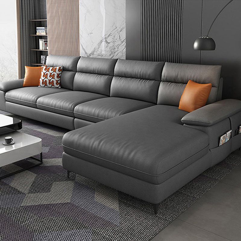 Faux Leather Sectionals with Pillow Top Arm and Cushion Back