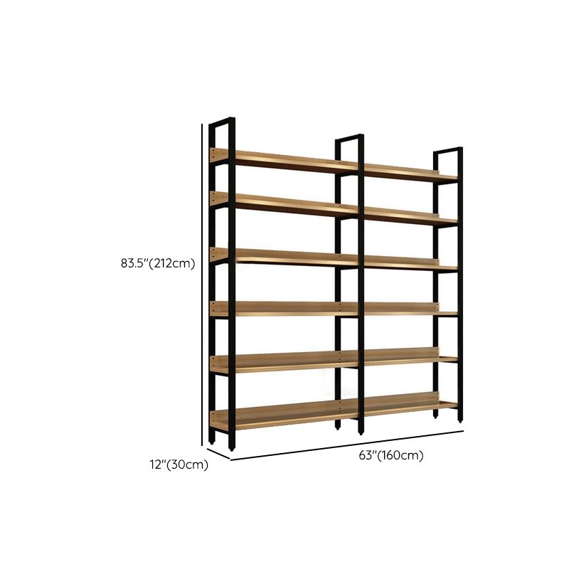 Metal and Wooden Shelf Bookcase Open Modern Brown Book Shelf for Office