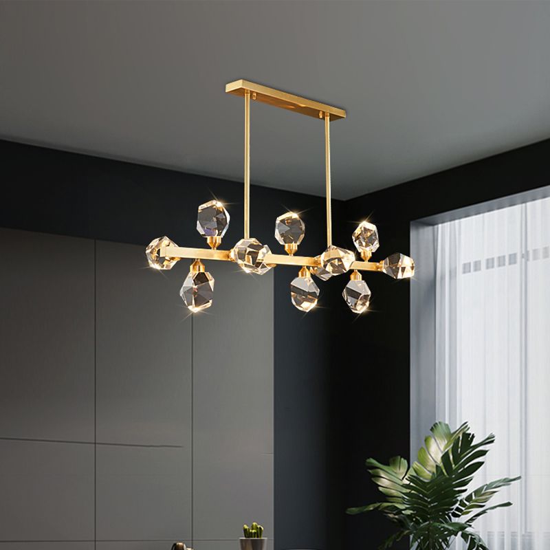 Multi-Light Island Lighting Modern Style Geometric Shape Crystal Hanging Lights