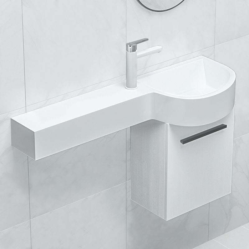 Contemporary Bathroom Sink with Pop-Up Drain Porcelain Wall Mount Bathroom Sink Only