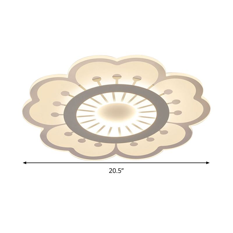 Flower Ceiling Fixture Contemporary Acrylic White 16.5"/20.5" Wide LED Flush Mount Lighting, Warm/White/3 Color Light