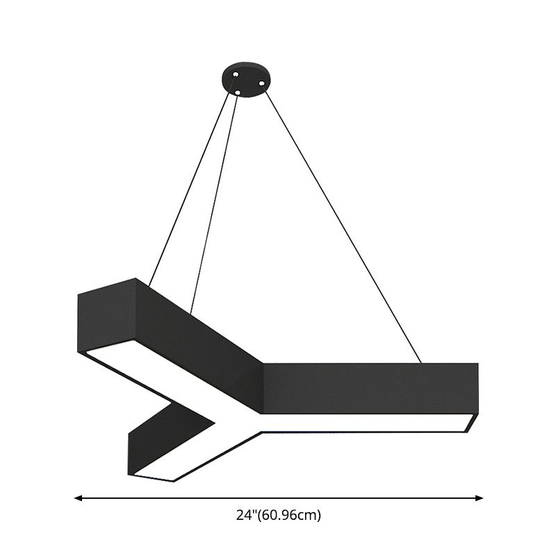 Hedendaagse metalen LED hanglamp Licht bevestiging 1-licht Y-vormig hangend plafondlicht voor kantoor