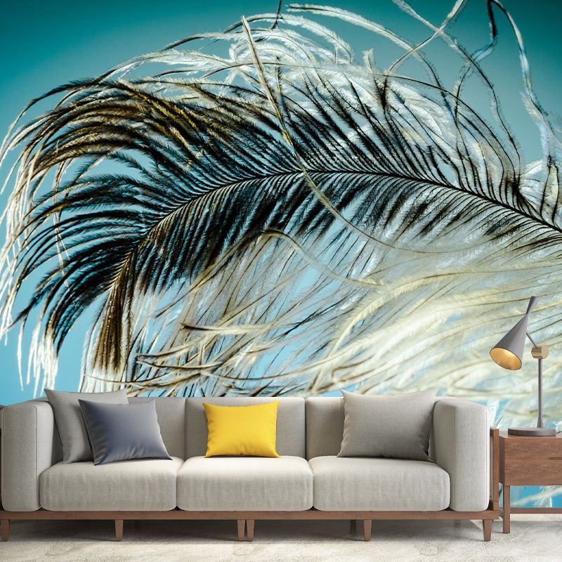 Environmental Feather Pattern Peel and Stick Wall Mural Indoor Photography Stain Resistant