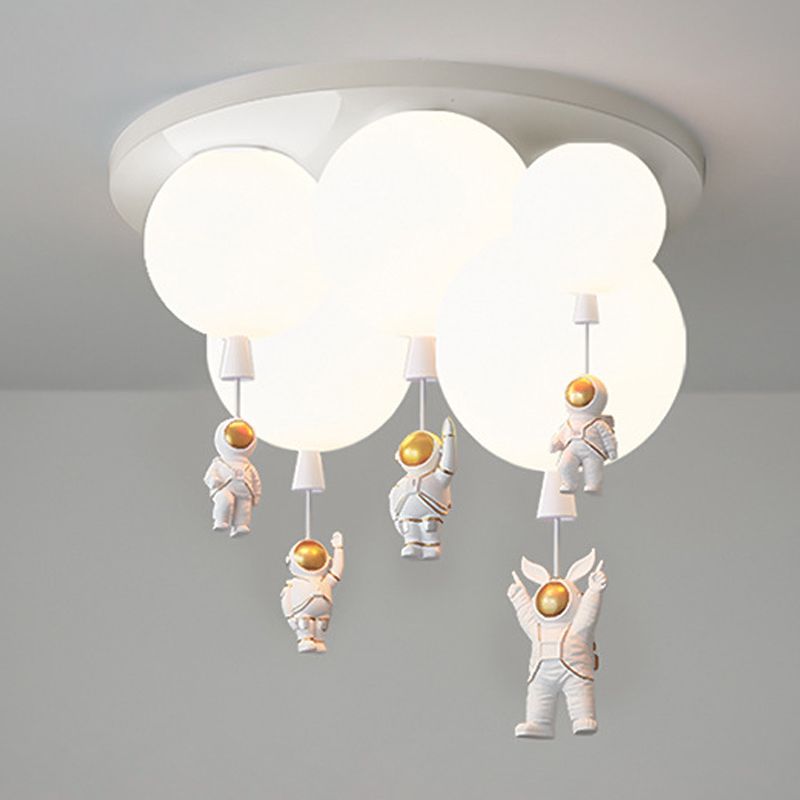 Luz de techo empotrada de metal para astronauta, luces múltiples para niños, luz semi empotrada con pantalla acrílica de globo